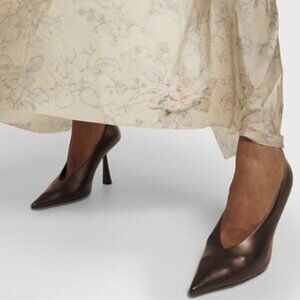 miss left Women's Classic V-Cut Closed Pointed Toe Pumps,High Heel Elegant Brown